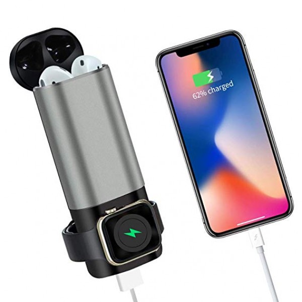 

Power Bank 3 в 1 для Iphone, Apple Watch и AirPods Серебро