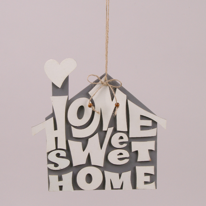 

Підвіска декоративна дерев'яна Oris Home Sweet Home 22*35 см сіра