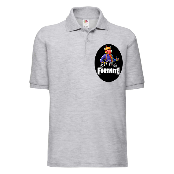 

Поло для мальчиков Fruit of the Loom Fortnite Beef Boss (Фортнайт Бургермен) Серый 140 см BFDFBBM140PKSS