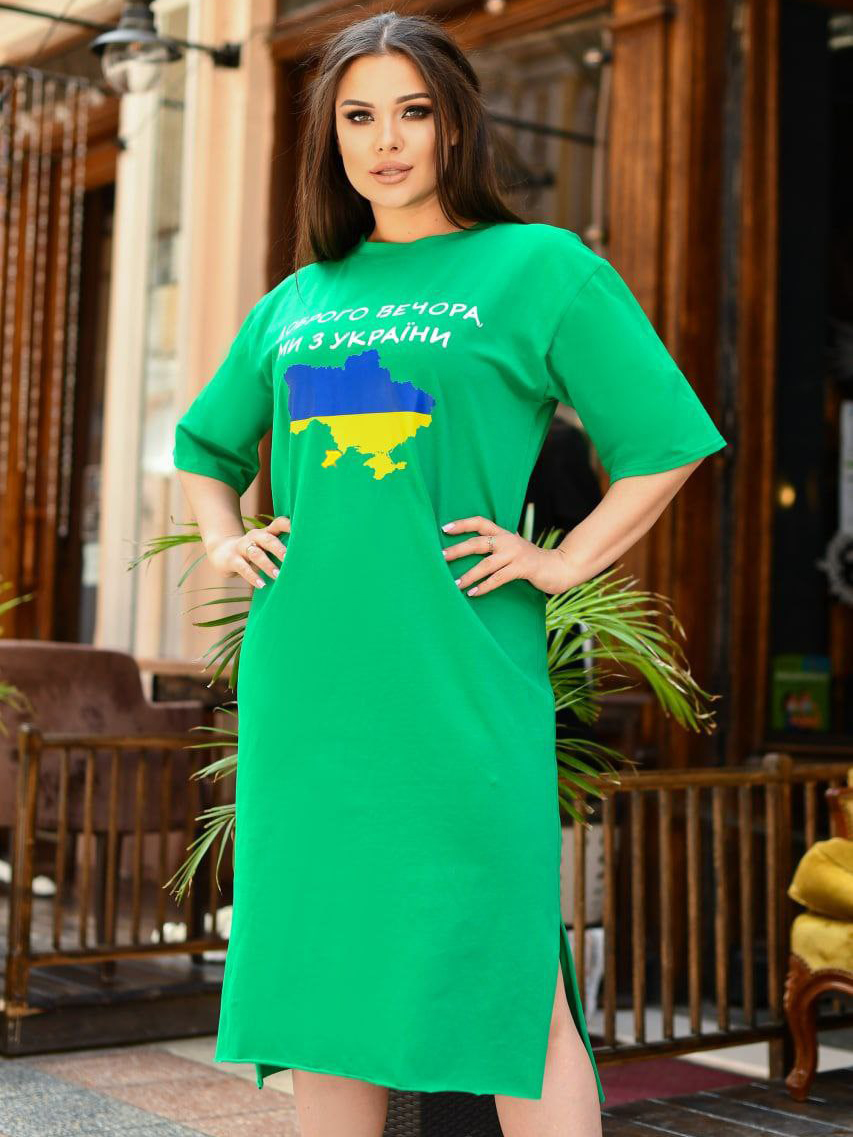 Акція на Плаття-футболка міді осіннє жіноче Jaklin 8210-1 L-XXL Зелена з карткою від Rozetka
