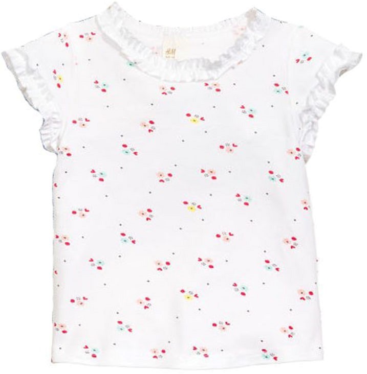 

Футболка H&M 53862361 74 см Белая цветы