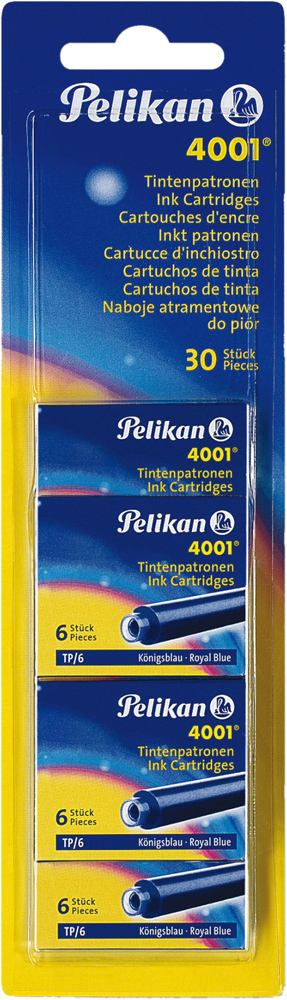 

Чернильные картриджи короткие Pelikan 4001 Royal Blue синие стираемые 30 шт (330845)