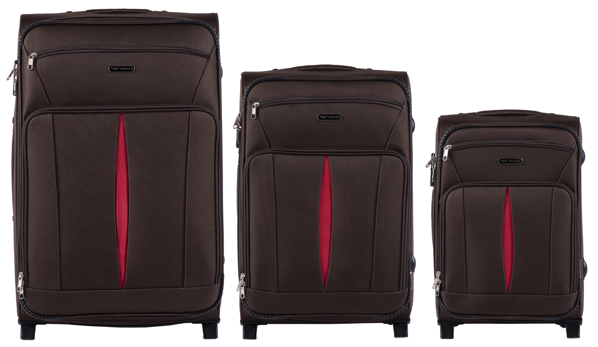 

Набор тканевых чемоданов Wings Barn Owl 1601 3 штуки на 2 колесах кофейный