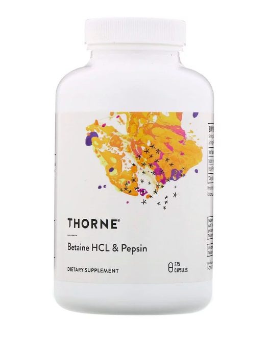 

Пищевая добавка Thorne Research Betaine HCI and Pepsin 225 капсул