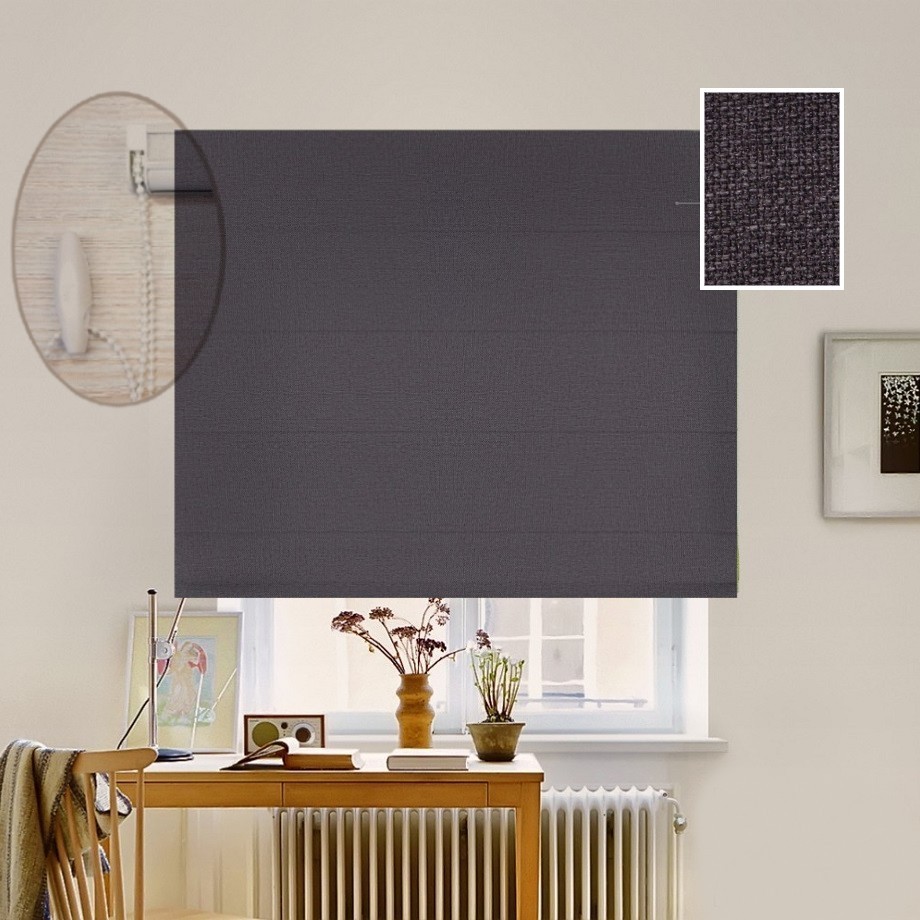 

Римская штора система Lux Coullise InHt Рогожка Premium 501 Графитовый 180х160 см