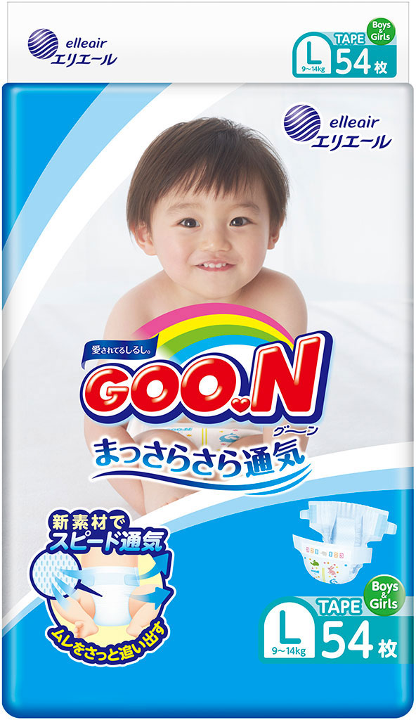 

Подгузники Goo.N для детей 9-14 кг размер L унисекс 54 шт (843155)