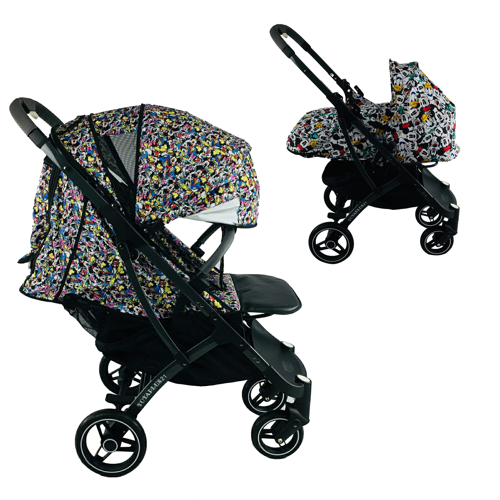 

Коляска Yoya Plus Pro-21 2в1 на молнии с Большим дождевиком и Зонтом дисней Disney mix с люлькой дисней