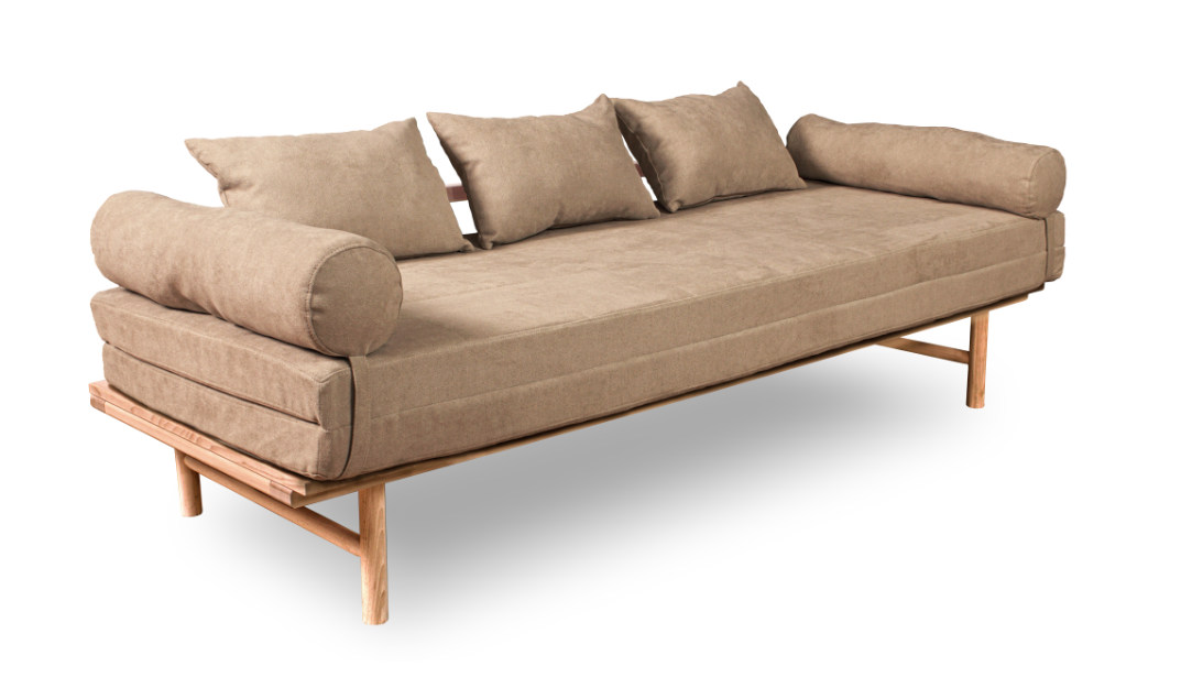 

Диван раскладной в гостиную из массива дерева бук Le MAR Woodman натуральное покрытие/бежевый