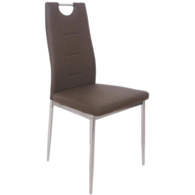 

Стул для кухни, кафе, бара искусственная кожа + хромированная сталь N-67 Vetro Mebel Тёмно-коричневый