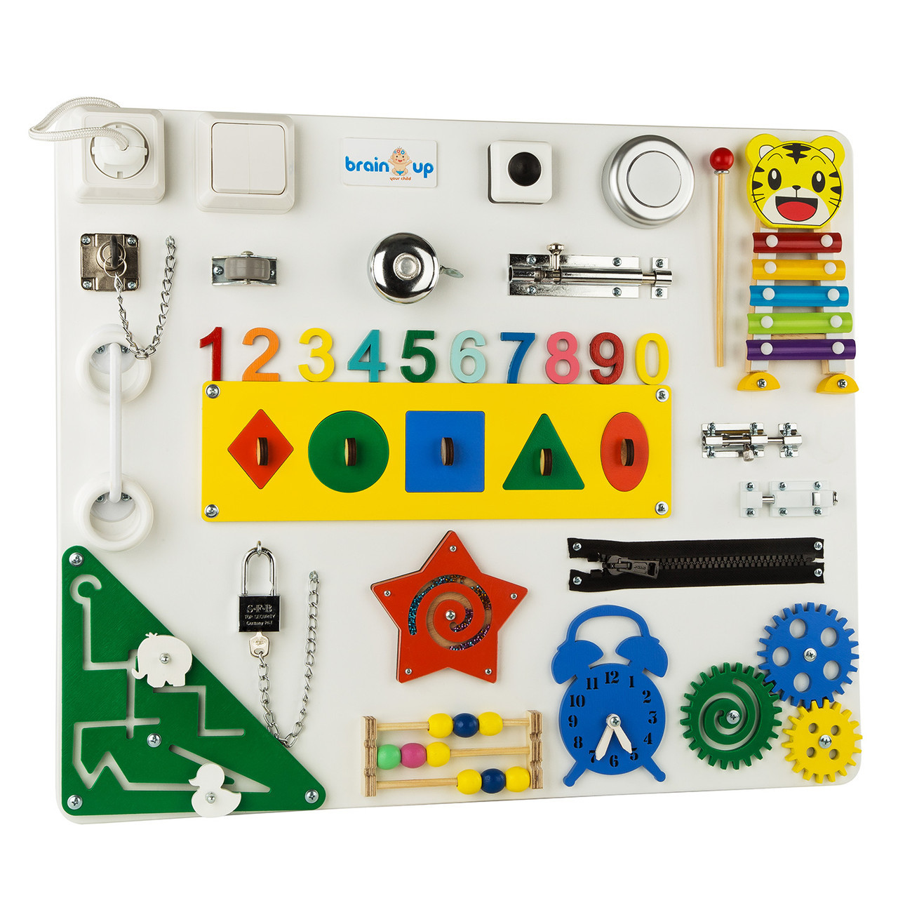 

Бизиборд BrainUp Smart Busy Board настольная развивающая игра доска из 25 деталей M 50*60 см 6004_3)