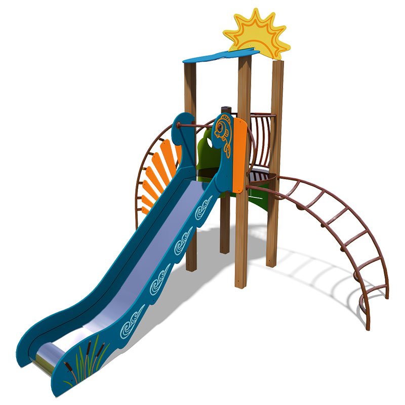 

Игровой комплекс PLAYBABY Ручеек (стальная лестница, ограждение с пазлом), код: TE701-SM