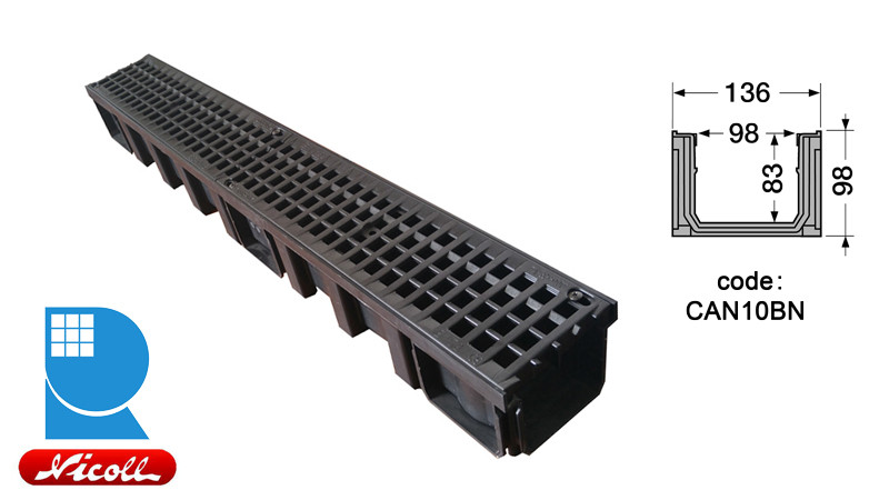 Канал водосборный Nicoll Connecto с полиамидной решёткой (В-125 ...