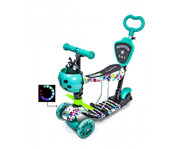 

Самокат Scooter 5 в 1 Print, Tiffany Flowers бирюзовый