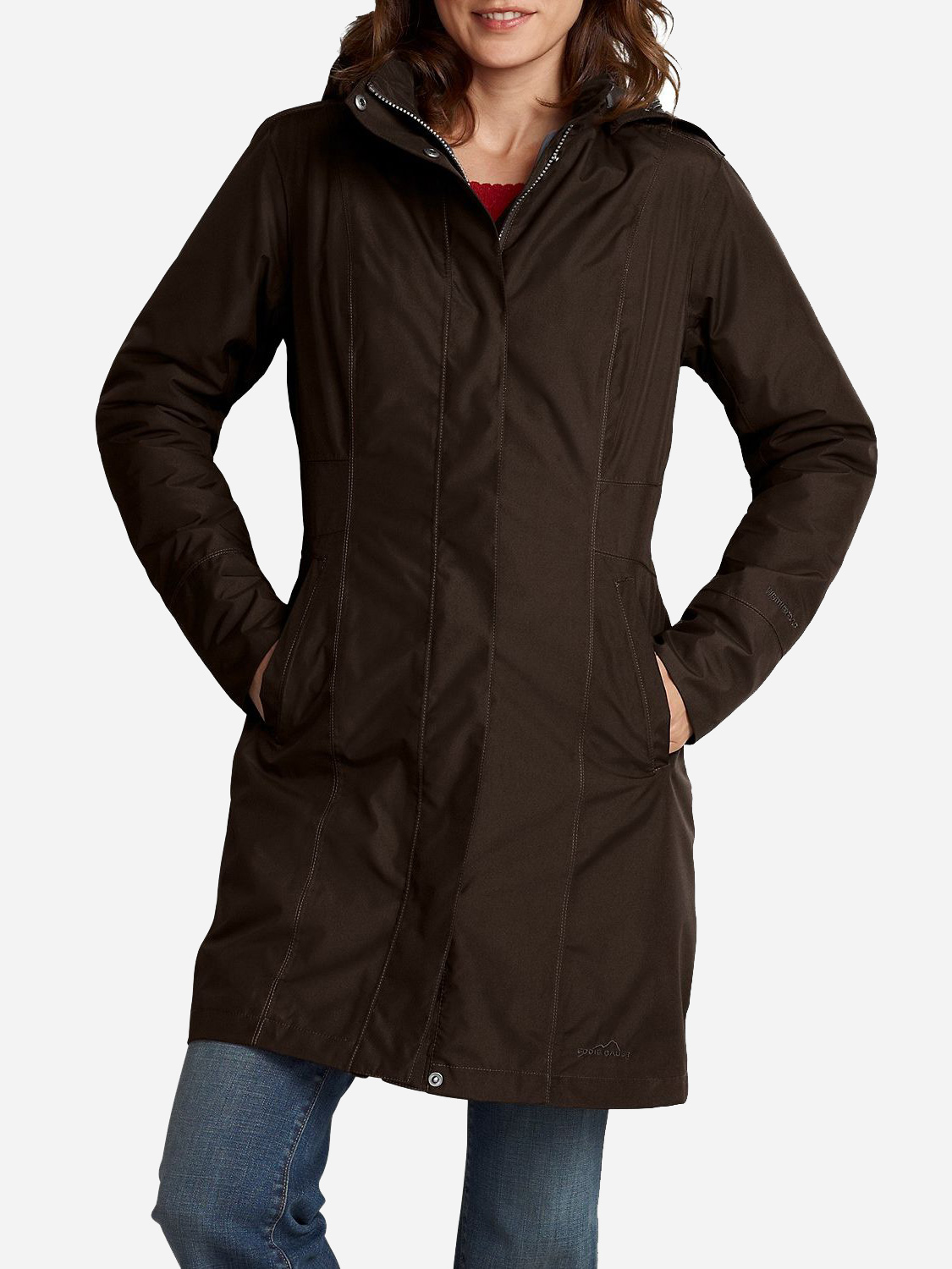 Акція на Куртка демісезонна з капюшоном жіноча Eddie Bauer Girl On The Go Insulated Trench Coat 7347CC S Коричнева від Rozetka