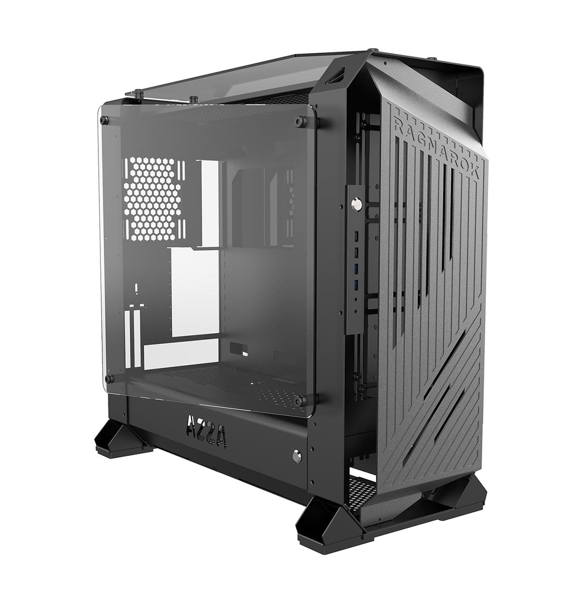 

Корпус AZZA Ragnarok 801 (CSAZ-801), full Tower, Black, Max CPU Cooler Height Up to 175mm, E-ATX, ATX, XL-ATX, + Mini ITX Двухматериночный, 4x2.5", 4x3.5", 1 x USB 3.0, 1 x USB 2.0,HD Audio, 630mmx300mmx655mm