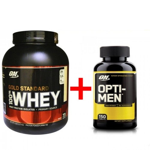 

Комплект Протеин Optimum Nutrition 100% Whey Gold Standard 2.27 кг Банан + Витамины Opti-Men 150 таб (925563)