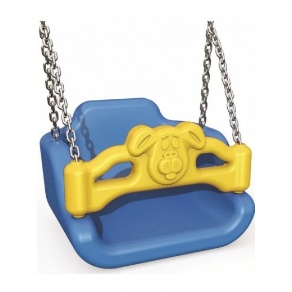 

Качели детские Exit Toys со спинкой и ограничителем на цепях Синий/Желтый