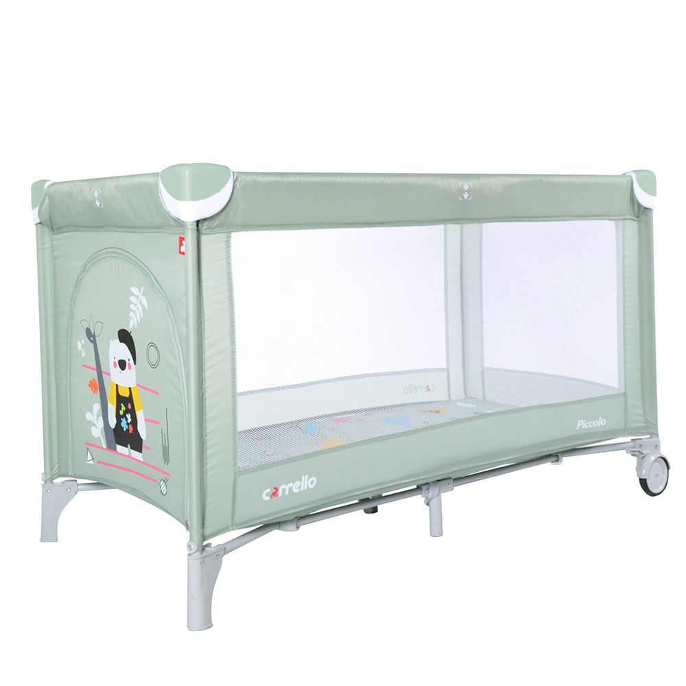 

Манеж CARRELLO Piccolo CRL-9203/1 Mint Green с жестким дном и 2 колесами + матрас + сумка-переноска