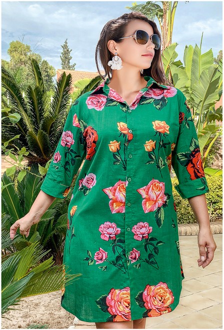 

Пляжная туника на пуговицах Indiano 2141 N-27C () Зеленый, Пляжная туника на пуговицах Indiano 2141 N-27C 46(L) Зеленый