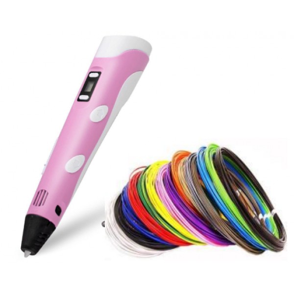 

3D ручка PEN-2 UTM Розовая c LCD дисплеем и набором пластика - 100 м