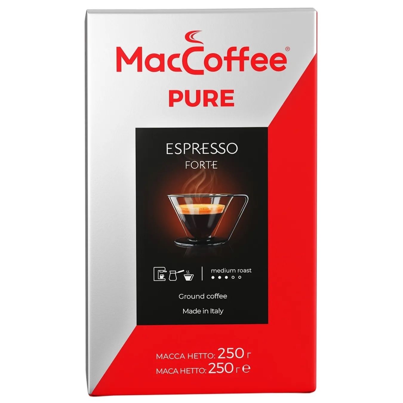Купить Кава MacCoffee Pure Espresso Forte мелена 250г (8887290146166 ...