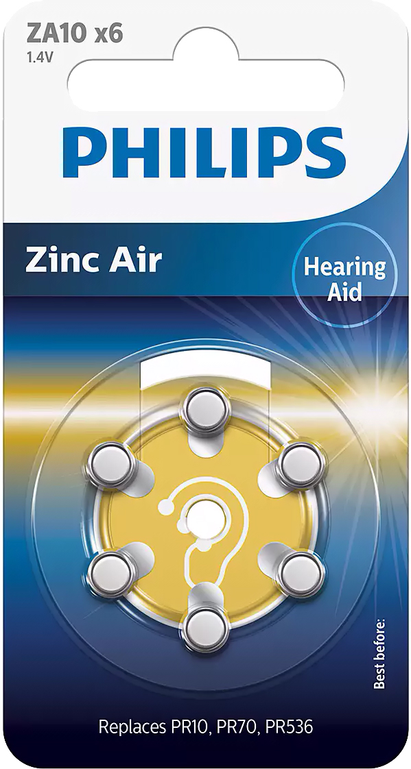 Батарейка Philips воздушно-цинковая ZA10 (10A, AC230E/EZ, PR230, PR70 ...