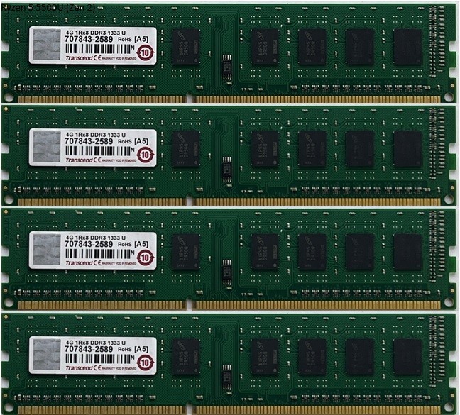 Оперативная память Transcend Dimm 16Gb (4*4Gb) DDR3 1333MHz PC3 10600 ...