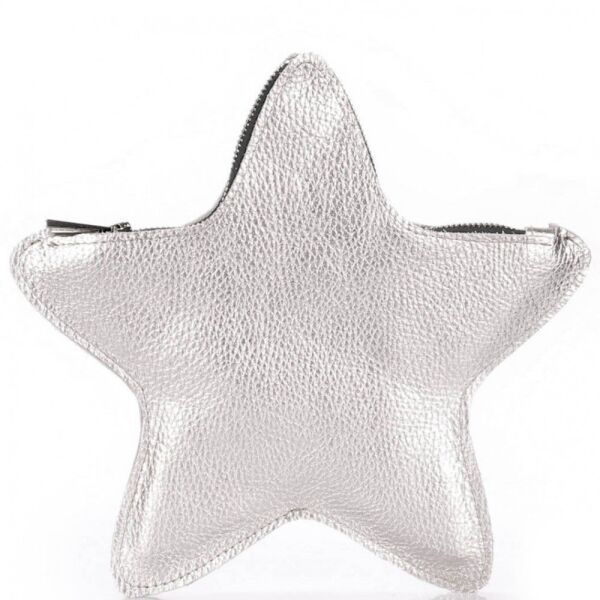 

Женский кожаный клатч-косметичка Poolparty star-silver