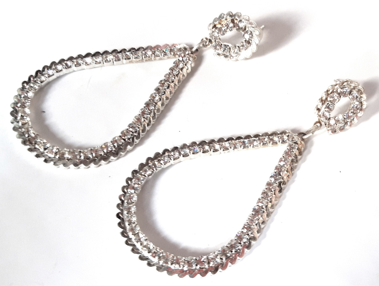 

Серьги висюльки капли Fashion 7,5 см Серебристые (С-082)