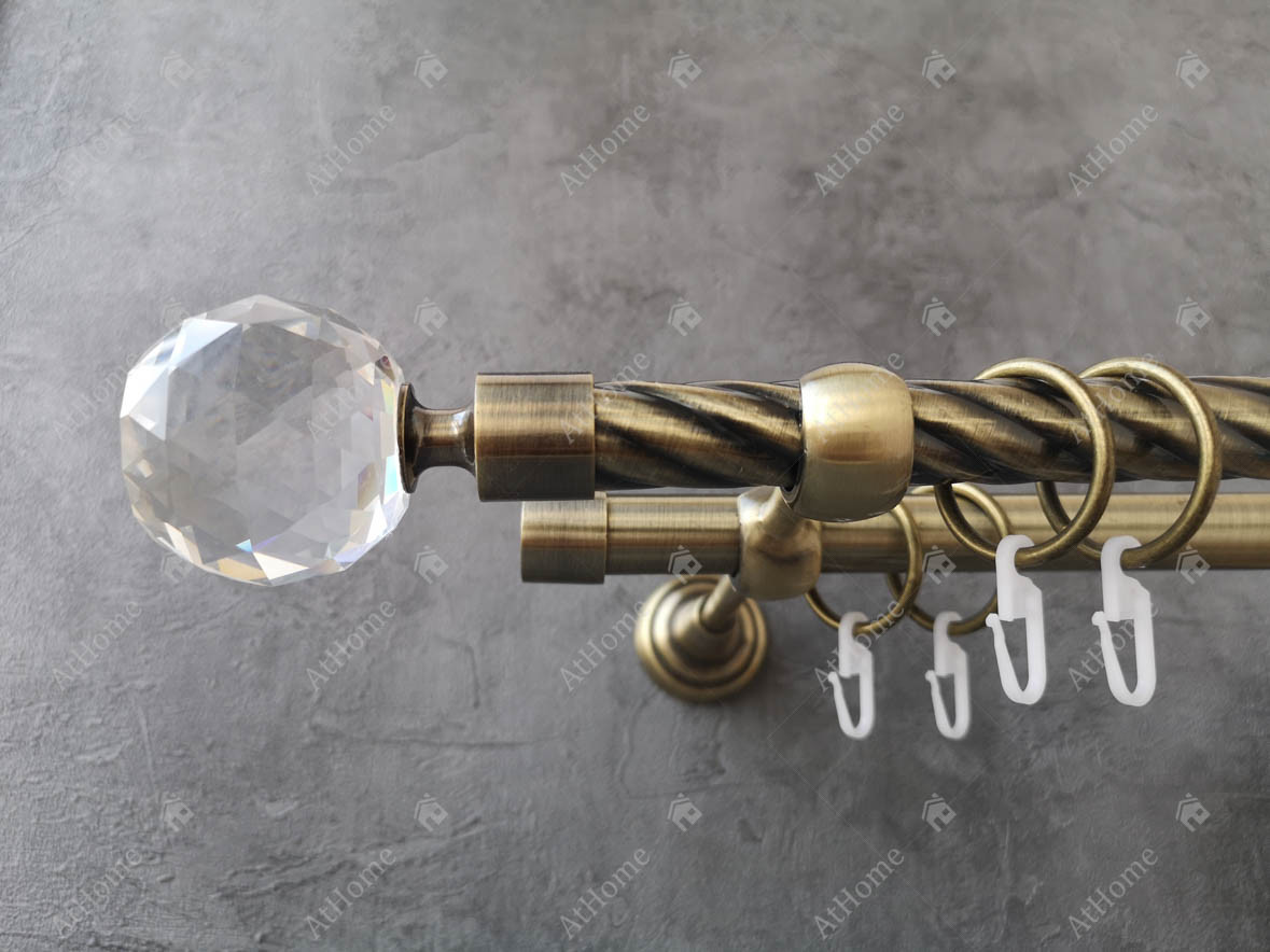 

Карниз Quadrum Люмиера 200 см двойной Антик 19/19 мм витая (кольца с крючками)