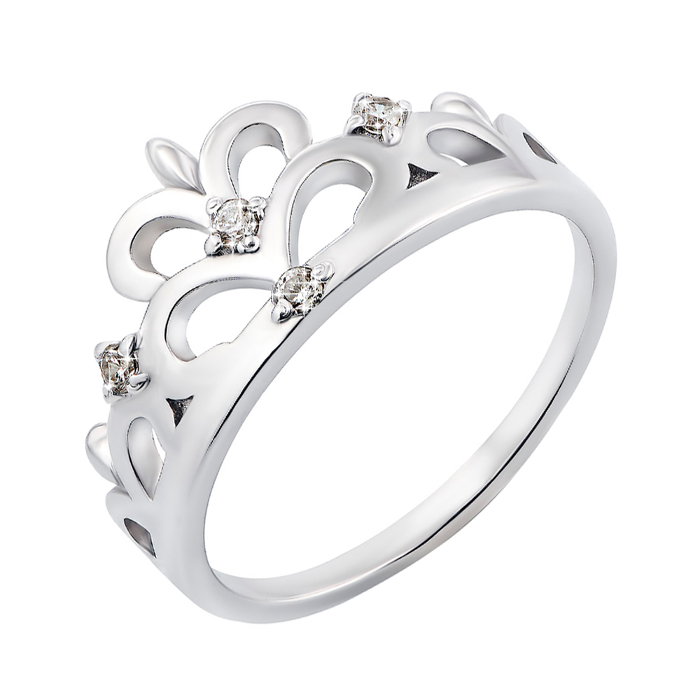 

Серебряное кольцо-корона с фианитами 000119289 19 размера