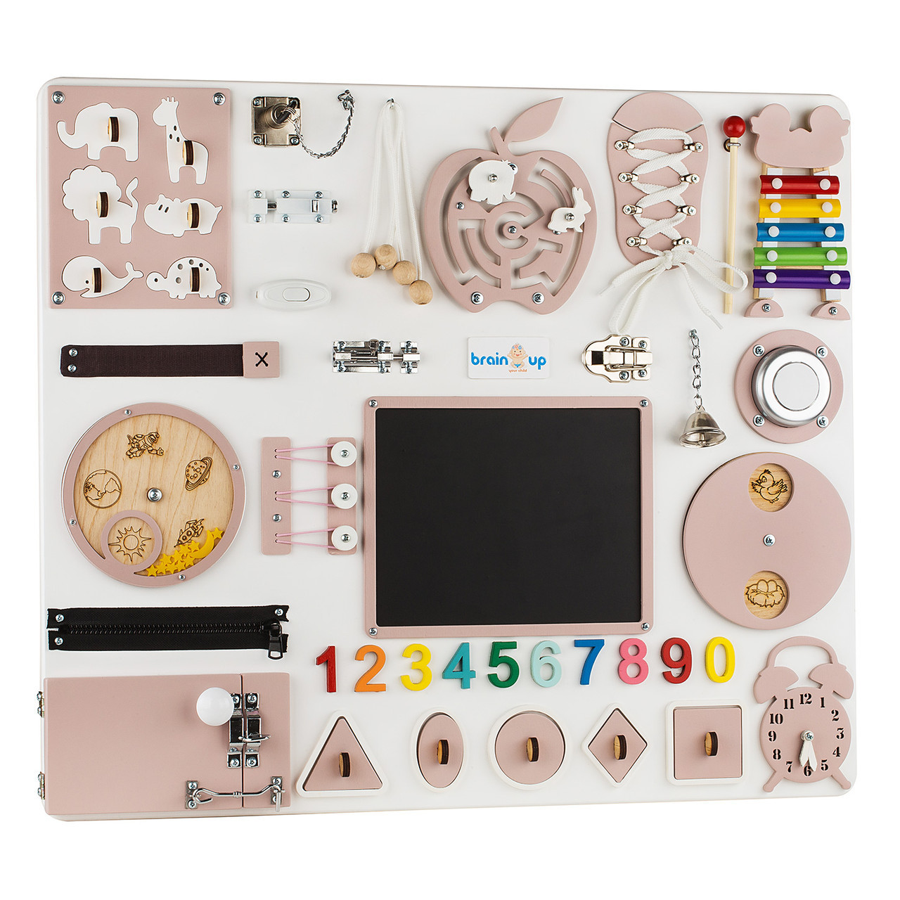 

Бизиборд BrainUp Smart Busy Board настольная развивающая игровая доска из 30 деталей L 60*70 см