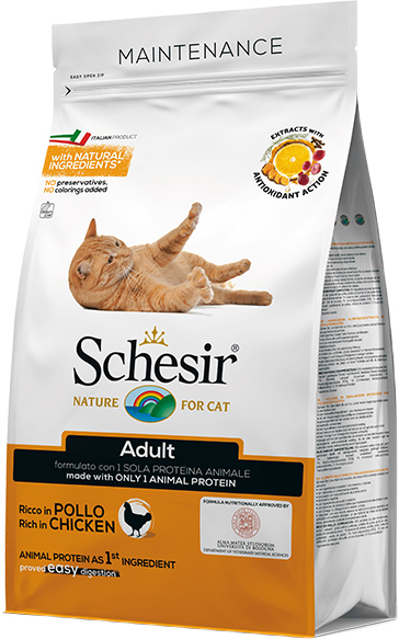 

Сухой монопротеиновый корм для взрослых котов Schesir Cat Adult Chicken с курицей 1.5 кг (8005852760524)