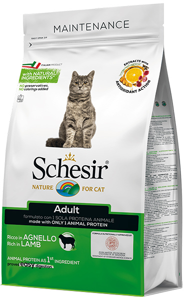 

Сухой монопротеиновый корм для взрослых котов Schesir Cat Adult Lamb с ягненком 1.5 кг