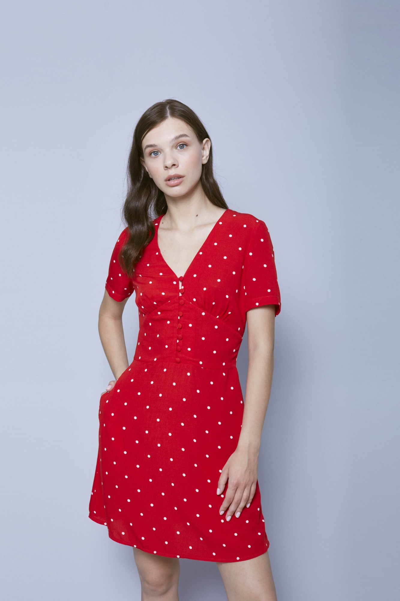 

Платье MUST HAVE XS (34) красное в принт (8133)