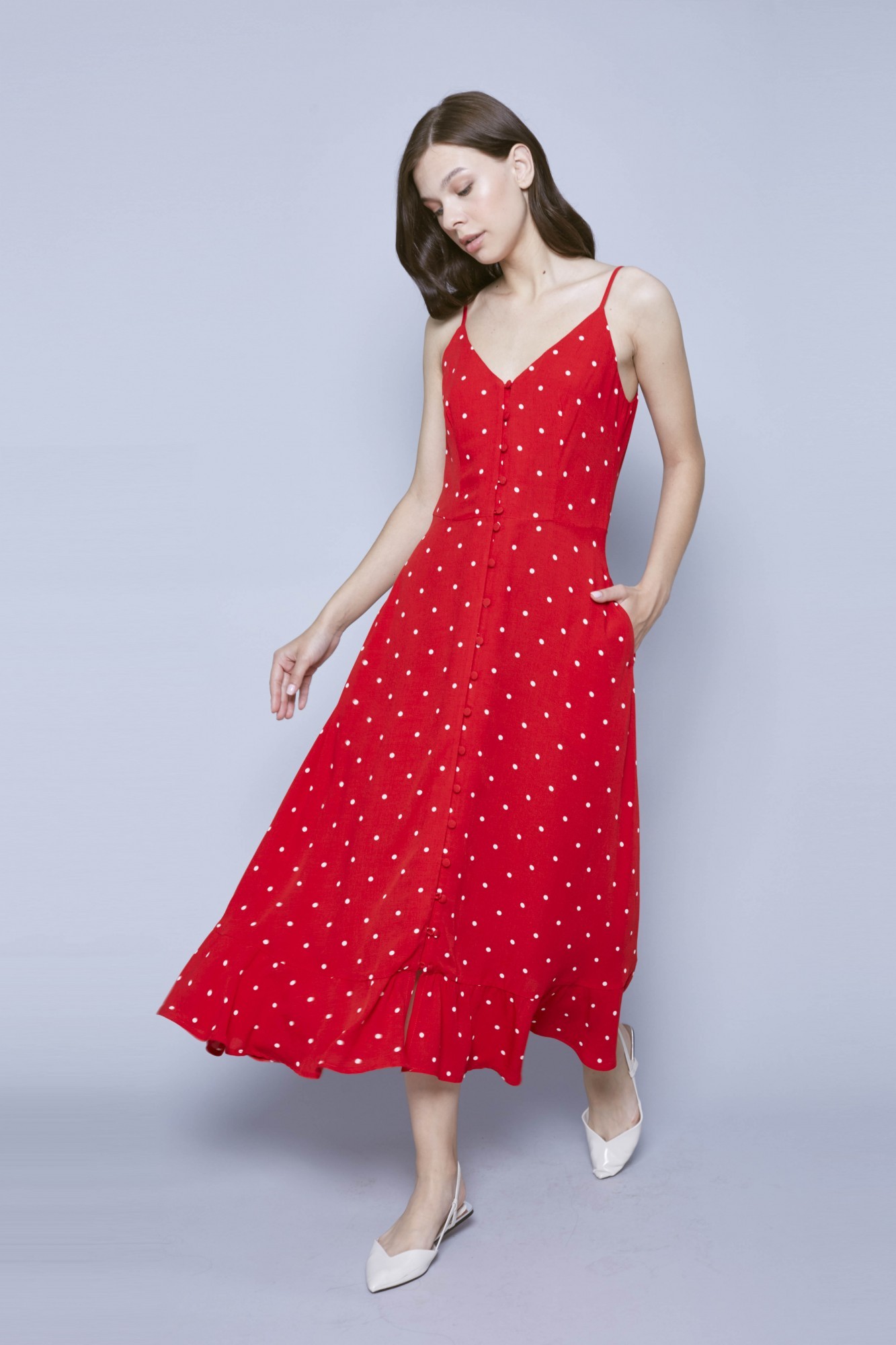 

Платье MUST HAVE XS (34) красное в принт (8166)