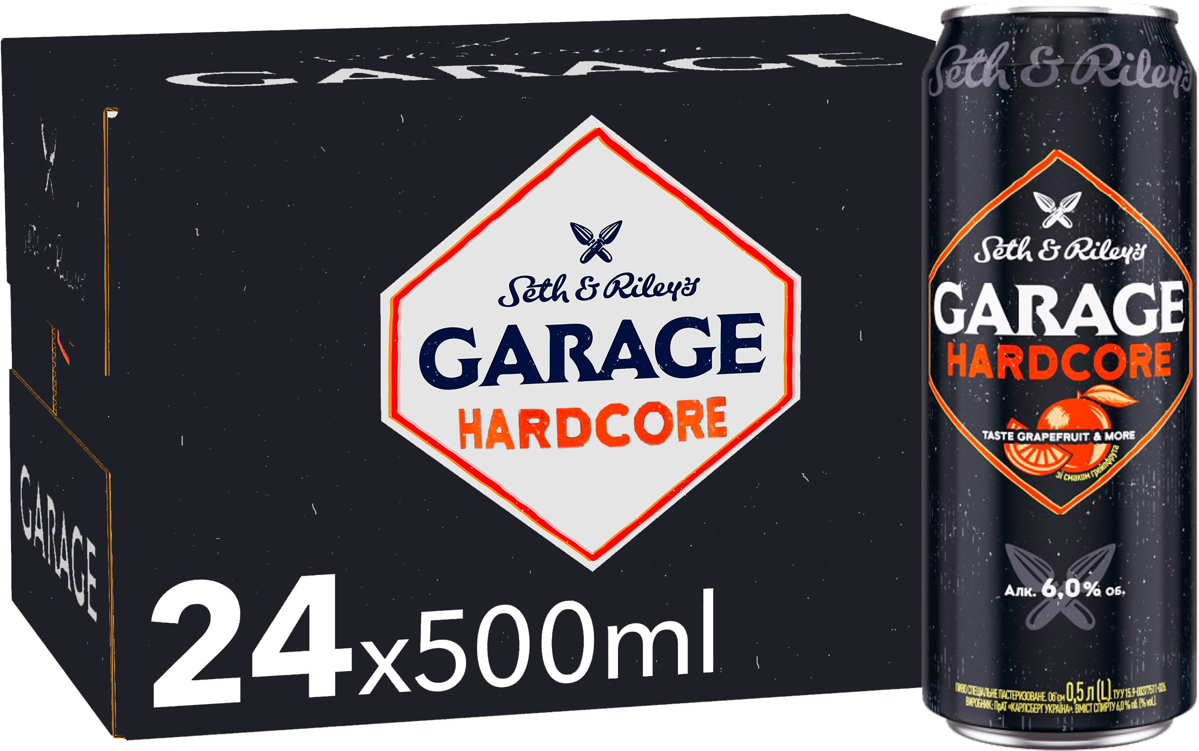Упаковка пива Garage Seth & Riley`s Hardcore taste Grapefruit & More 6