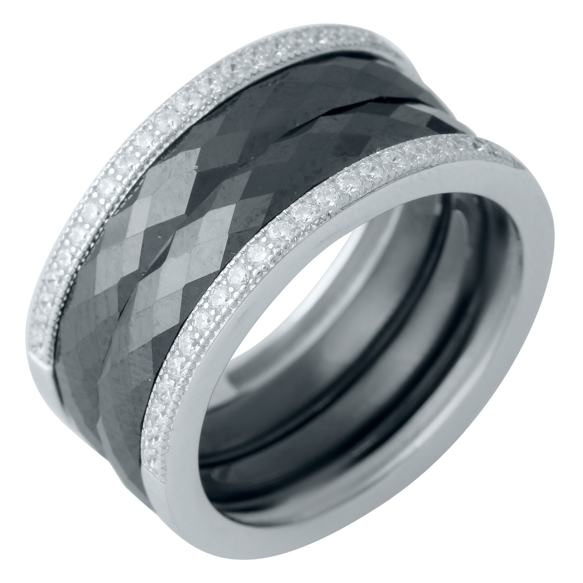 

Серебряное кольцо с керамикой 17 размер вес 6,97 проба 925 [Black-Pearl]