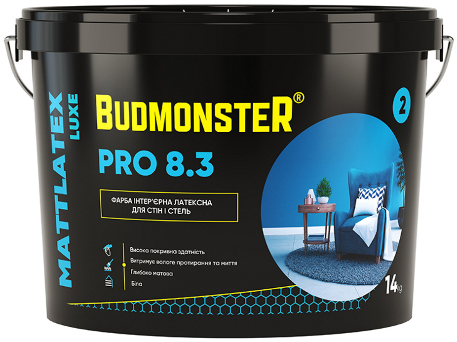 Краска интерьерная латексная Budmonster 8.3 Mattlatex Luxe Pro 14 кг ...