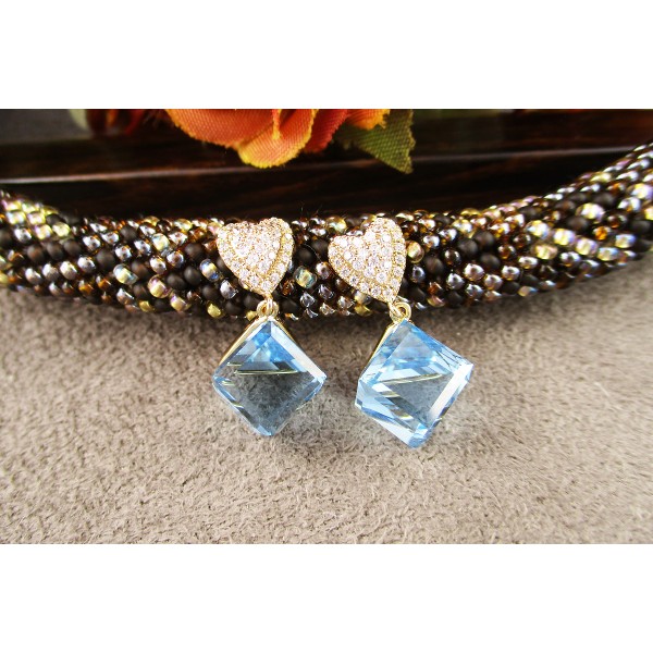 

Серьги Xuping с голубыми кристаллами Swarovski позолота 18К 8235000
