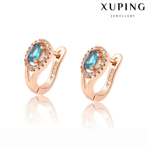 

Серьги Xuping с голубыми фианитами розовая позолота 2965000