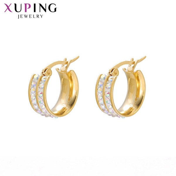 

Серьги Xuping с белыми АВ фианитами позолота 24К ST 10006488