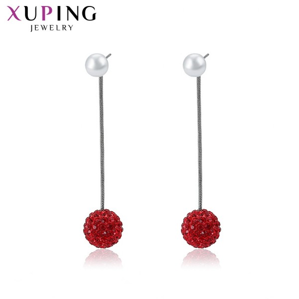 

Серьги Xuping с жемчугом и красными фианитами родиум ST 5196000