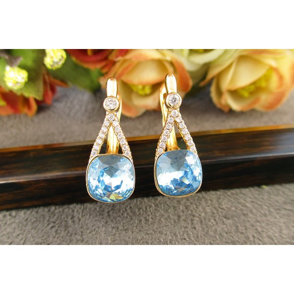 

Серьги Xuping с голубыми кристаллами Swarovski позолота 18К 2508000