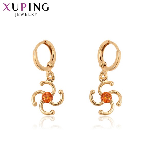 

Серьги Xuping с оранжевыми фианитами позолота 18К 10002751