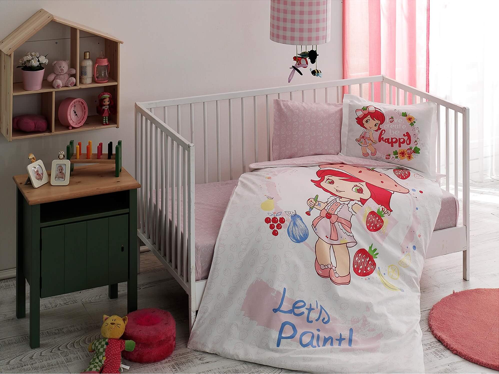 

Комплект постельного белья в кроватку для новорожденных TAC Strawberry Shortcake Paint Ранфорс 100x150 см