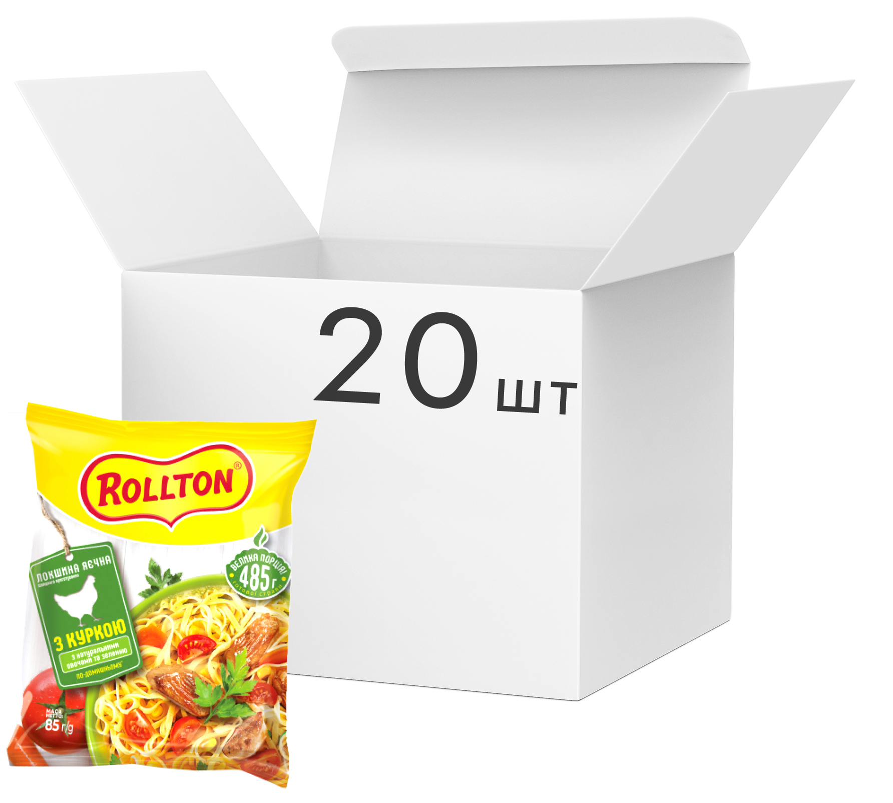 Упаковка лапши Rollton яичная с курицей по-домашнему 85 г х 20 шт ...