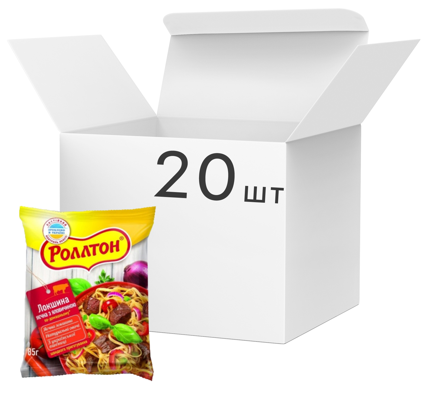 Упаковка лапши Rollton яичная с говядиной по-домашнему 85 г х 20 шт ...