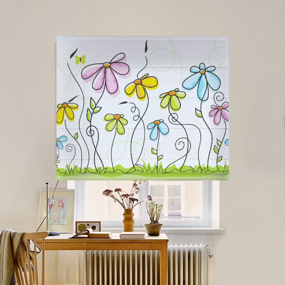 

Римская штора система Classic InHt Фотопечать Детские Цветы 00-623 Блэкаут 230х170 см