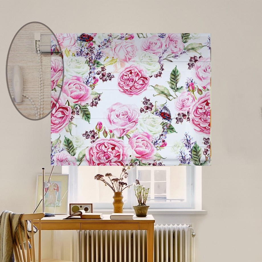 

Римская штора система Lux Coullise InHt Фотопечать Узор Цветы 02-036 Блэкаут 80х170 см